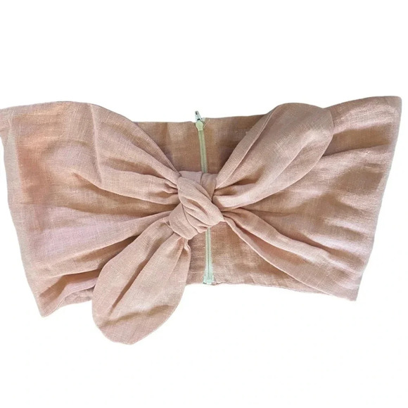 Just Bee Queen Silvia Bandeau Top Melon Sz S 100% Linen - Picture 3 of 5